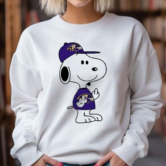Kaity K Other - Snoopy Baltimore Ravens Crewneck Sweatshirt Double Middle Finger Funny Gift
